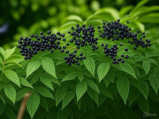Elderberry plant a species of Sambucus,