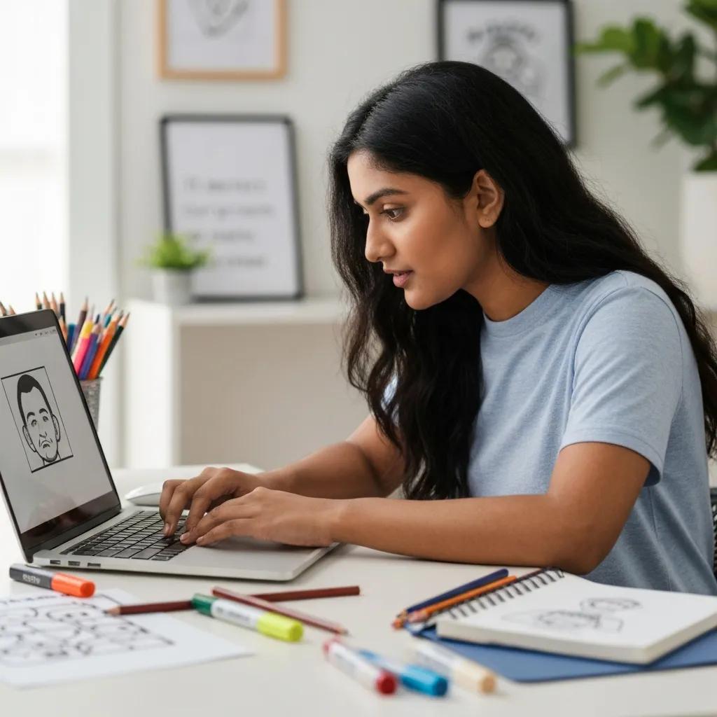 Someone creating a How Dare You meme on a laptop, focusing on responsible editing