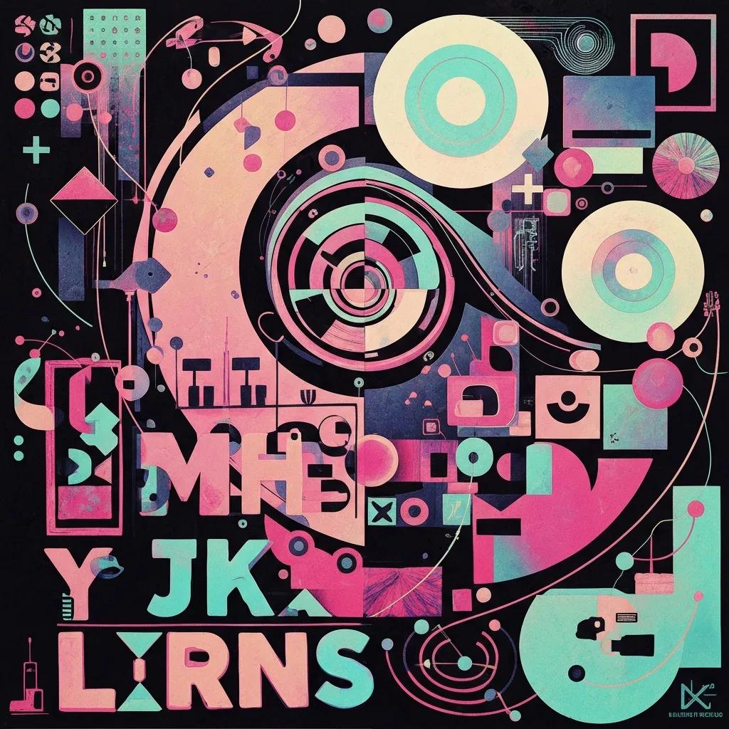 Stylized sound waves and phonetic symbols visualizing misheard lyrics