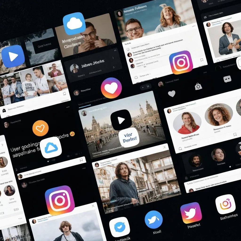 Collage of social app icons and user posts showing the meme’s spread