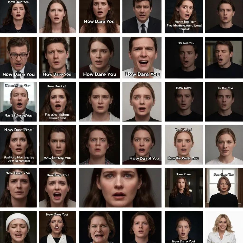 Examples of the How Dare You meme in stills, GIFs, and video remixes