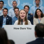 Greta Thunberg passionately speaking at the UN Climate Action Summit, embodying climate activism and urgency