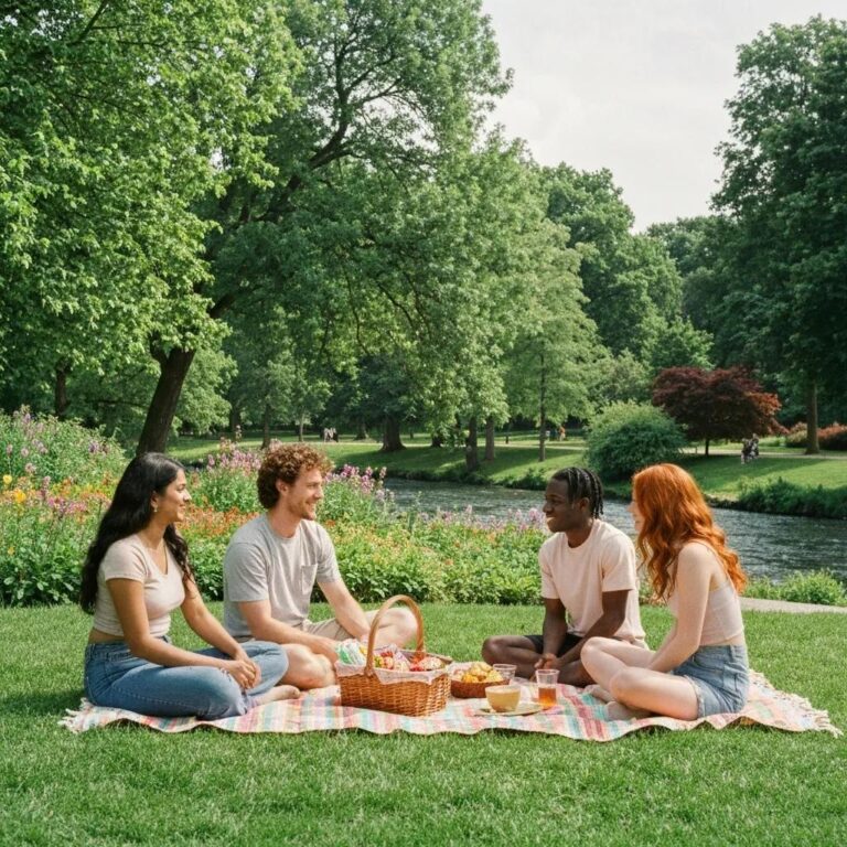 Group of young people enjoying smartphones, illustrating the playful nature of the '67' meme